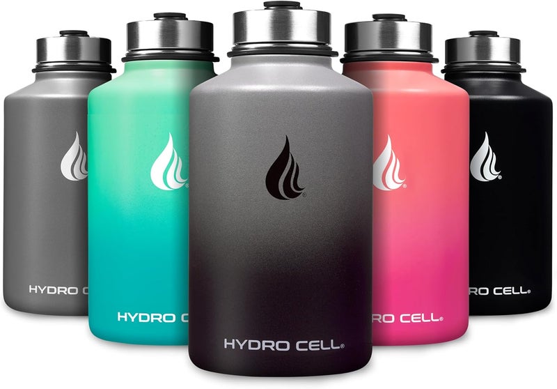 HYDRO CELL Stainless Steel Insulated Water Bottle with Straw - For Cold & Hot Drinks - Metal Vacuum Flask with Screw Cap and Modern Leakproof Sport Thermos for Adults (Graphite/Black 64oz) - Image 1